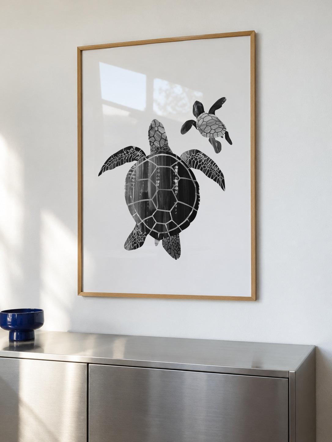 Shielded love (Black and white) - Framed poster in an interior