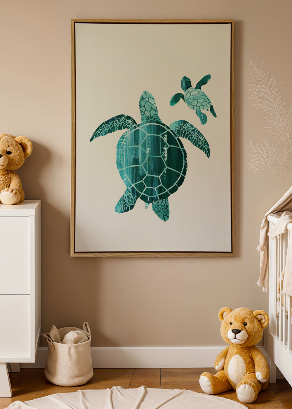 Shielded love - Framed canvas in an interior