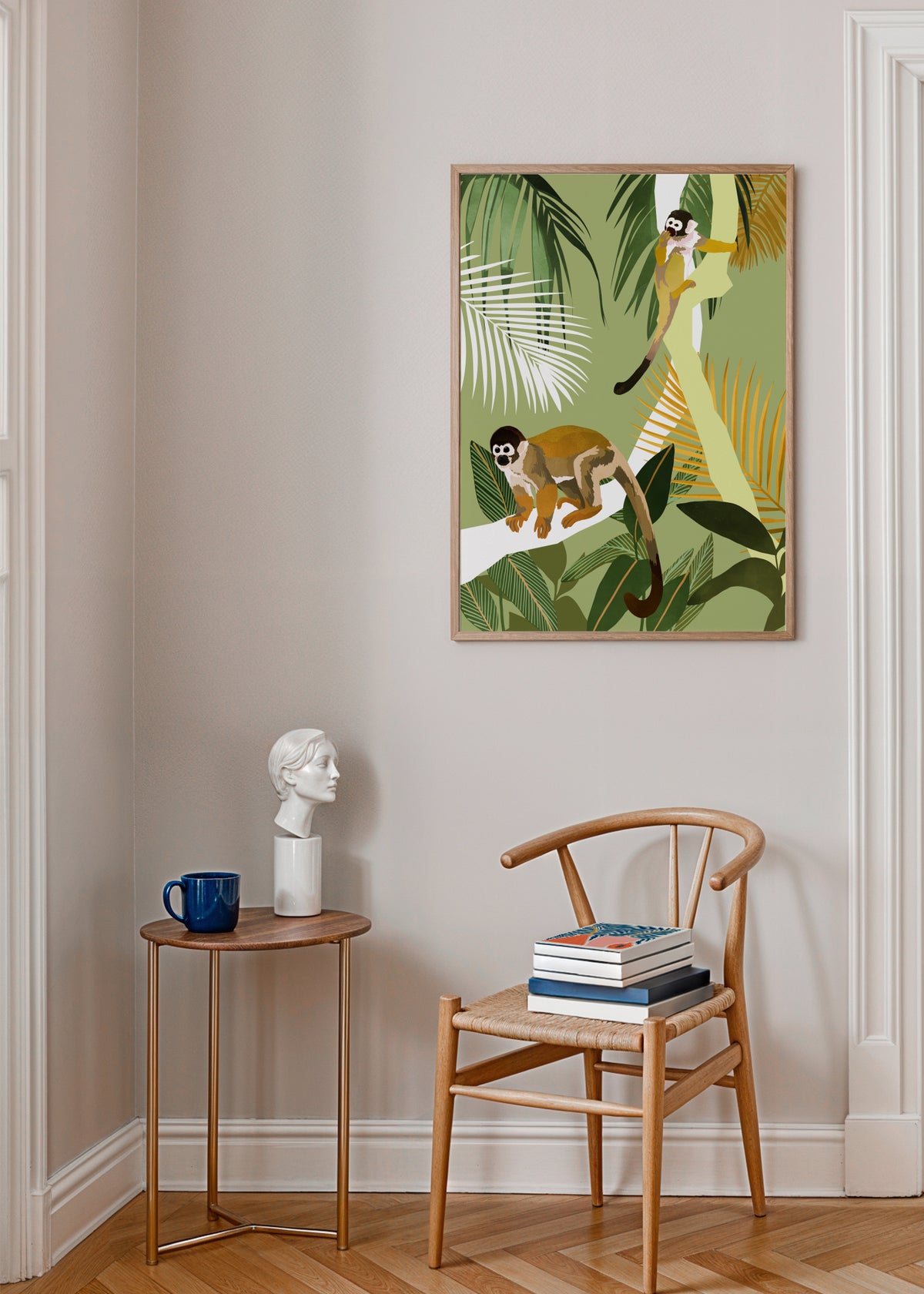 Monkey Friends - Framed poster in an interior