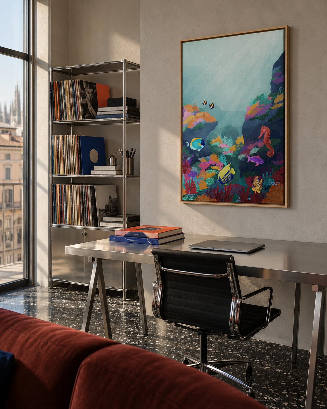 Beyond the waves - Framed canvas in an interior