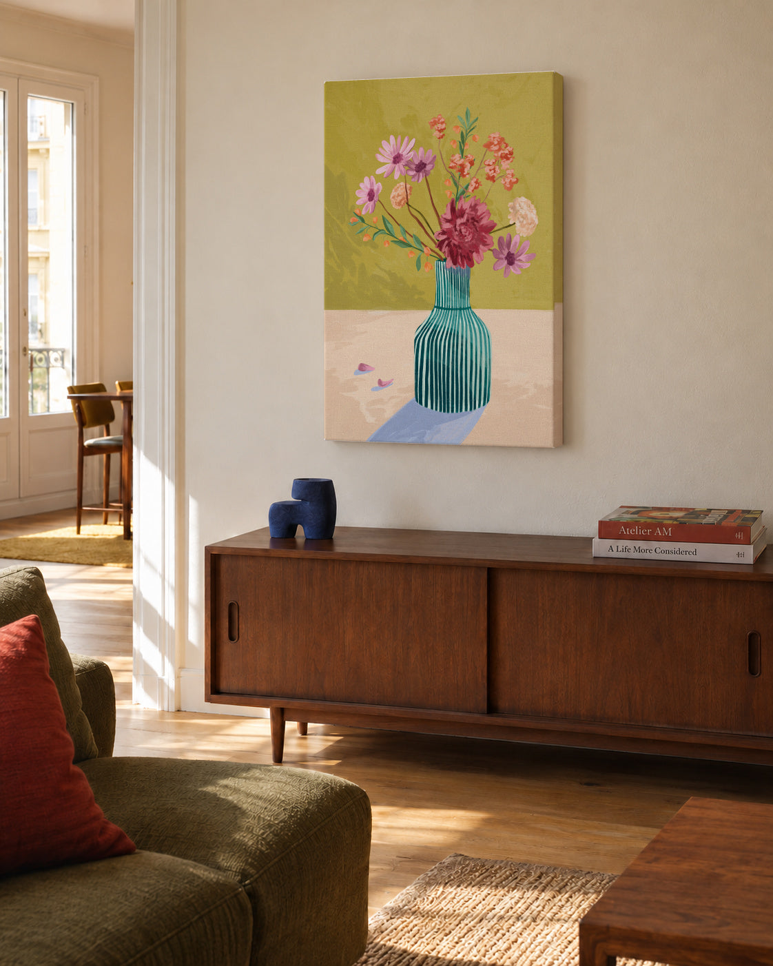 Wildflowers - Unframed canvas in an interior