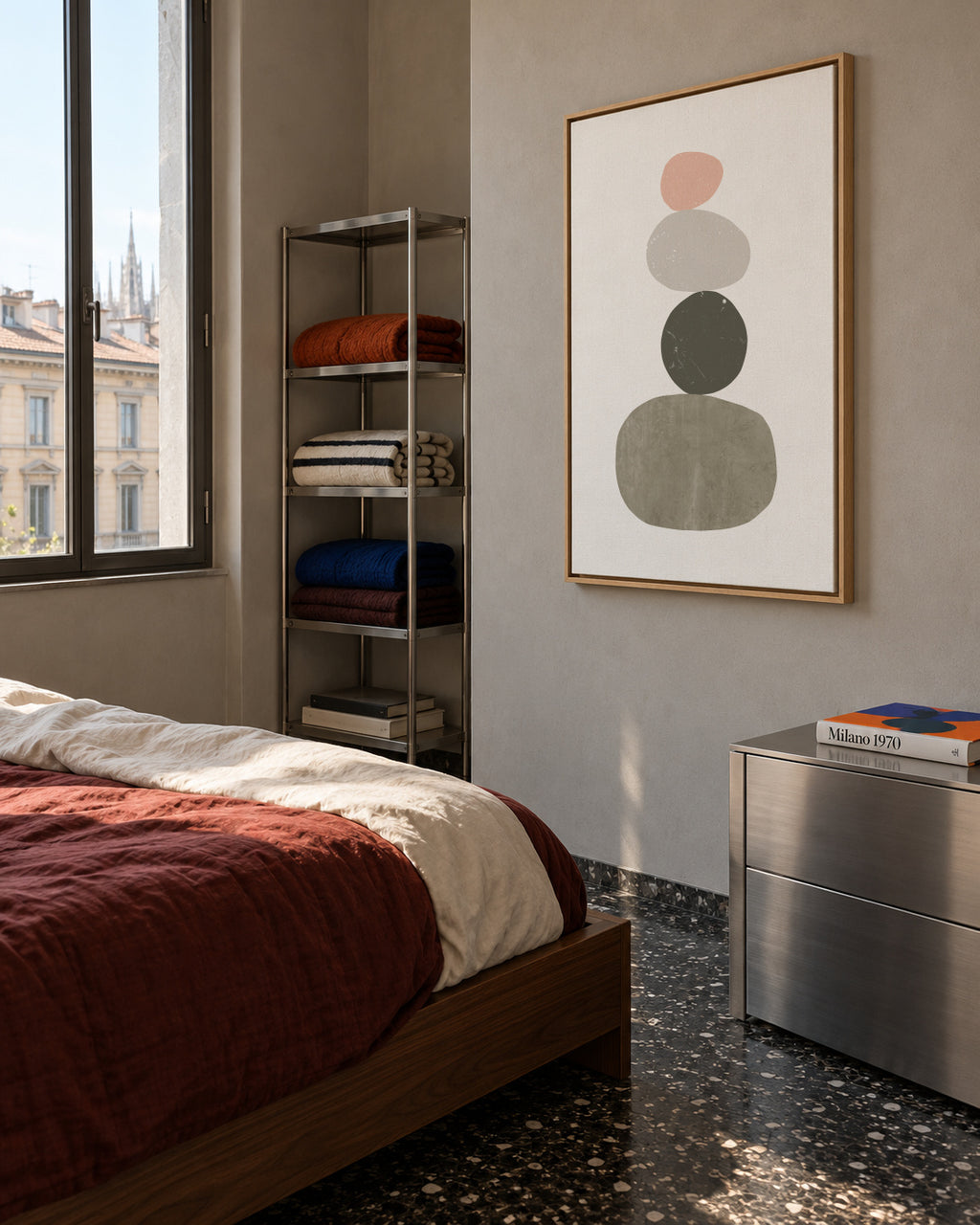 Pebbles N1 - Framed canvas in an interior