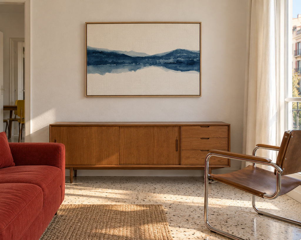 Watercolor landscape N1 - Framed canvas in an interior