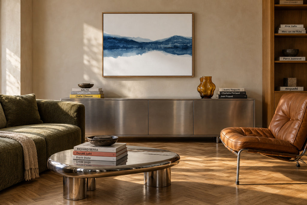 Watercolor landscape N1 - Framed canvas in an interior
