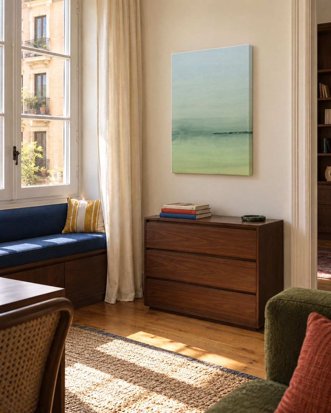 Watercolor Landscape N 5 - Unframed canvas in an interior