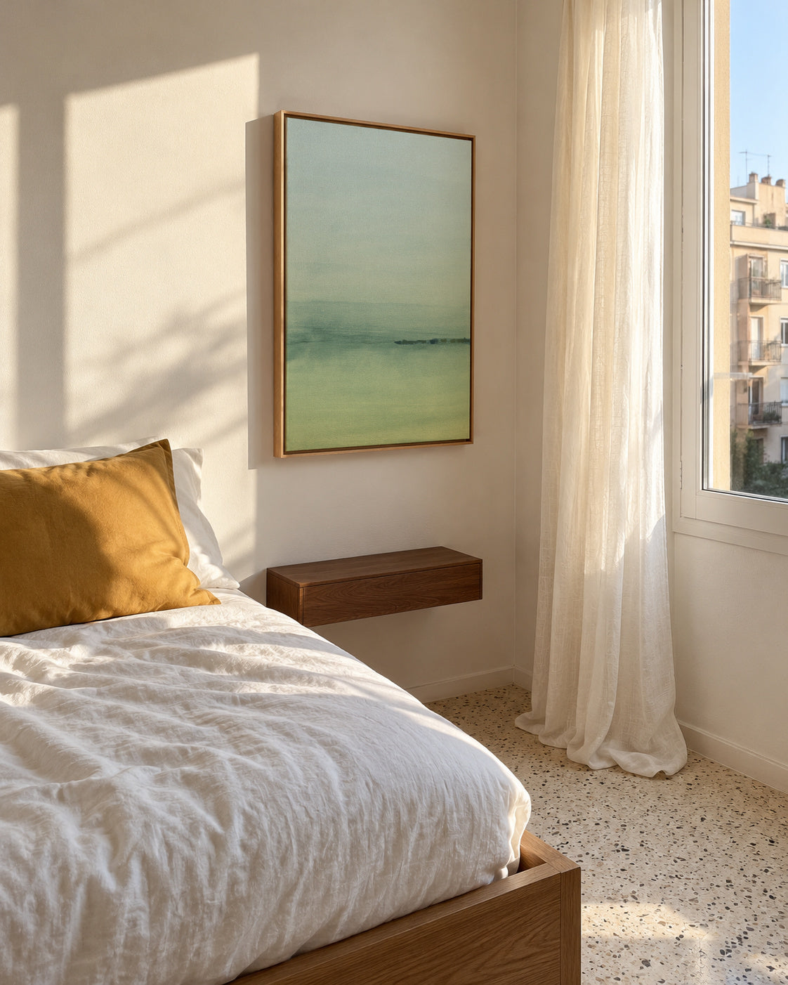 Watercolor Landscape N 5 - Framed canvas in an interior