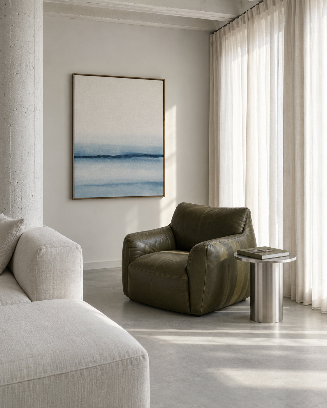 Watercolor Landscape N 8 - Framed canvas in an interior