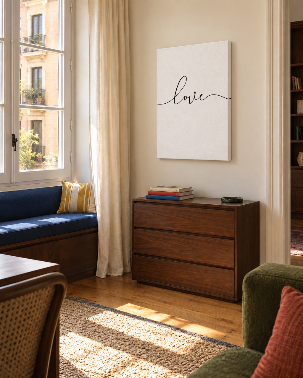 Love Lives Here 1/3 - Unframed canvas in an interior