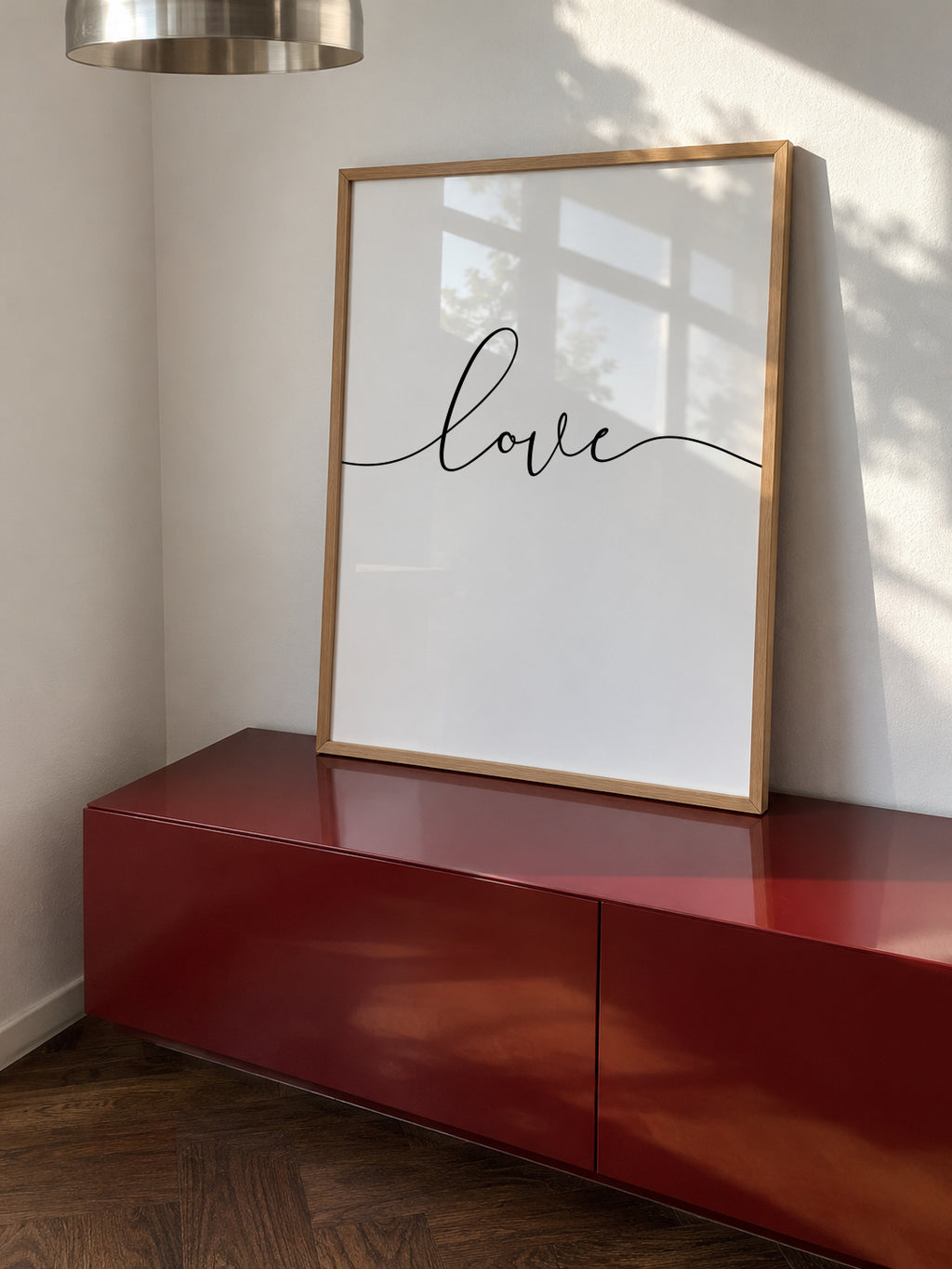 Love Lives Here 1/3 - Framed poster in an interior