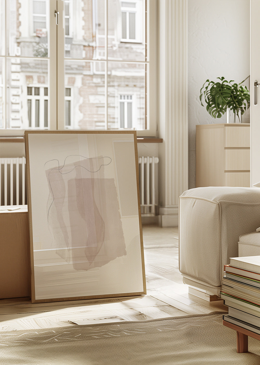 Abstract N 38 - Neutral Colors - Framed poster in an interior