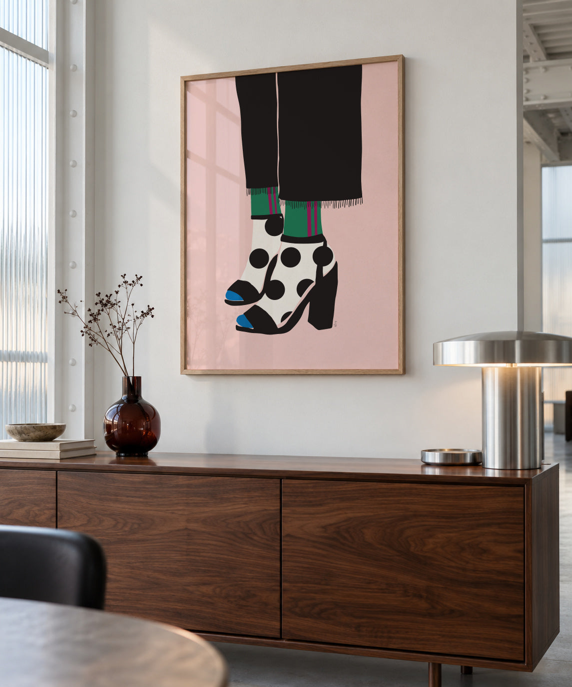 Socks and heels - Framed poster in an interior