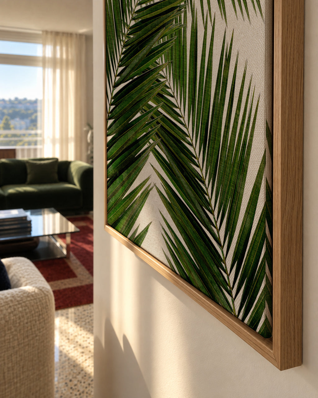 Palm Leaf III - Framed canvas detail