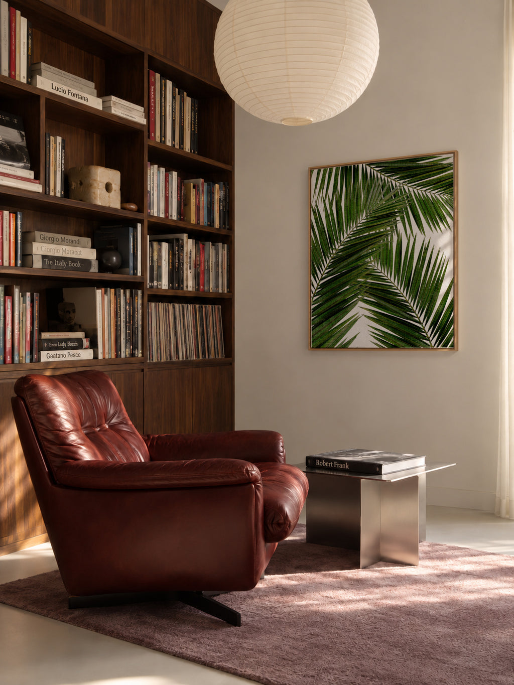 Palm Leaf III - Framed canvas in an interior