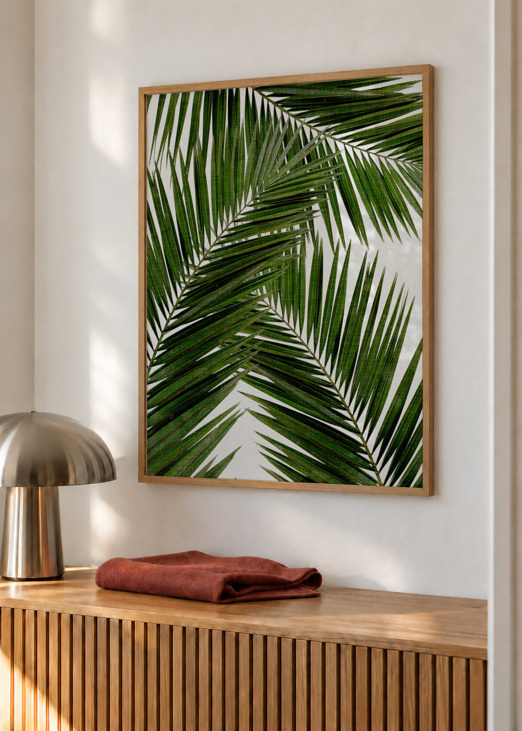 Palm Leaf III - Framed poster in an interior