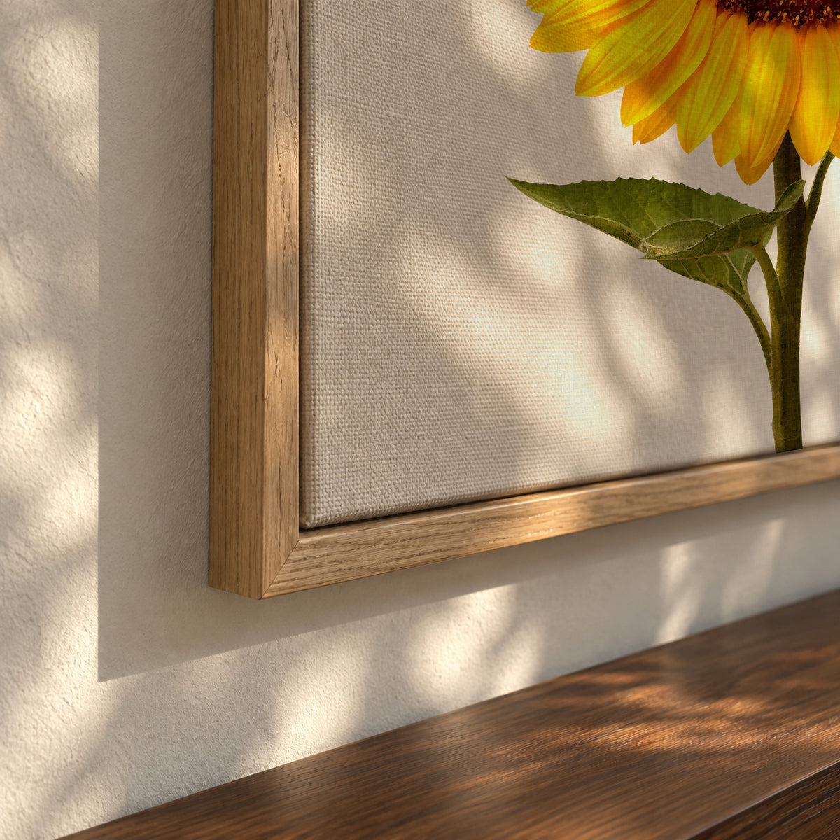 Sunflower still life - Framed canvas detail