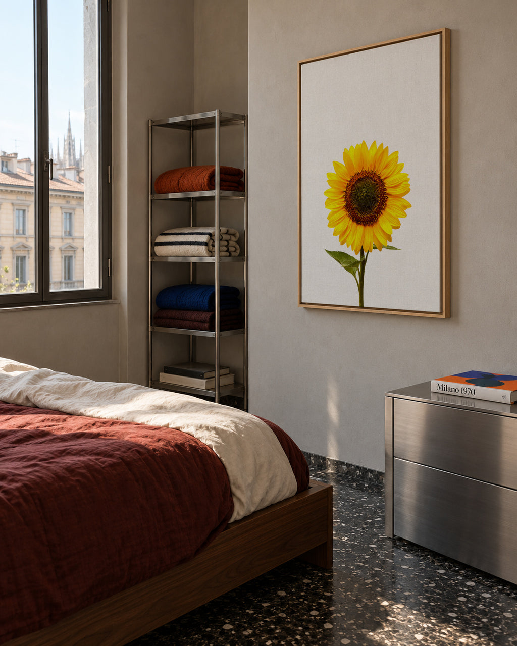 Sunflower still life - Framed canvas in an interior