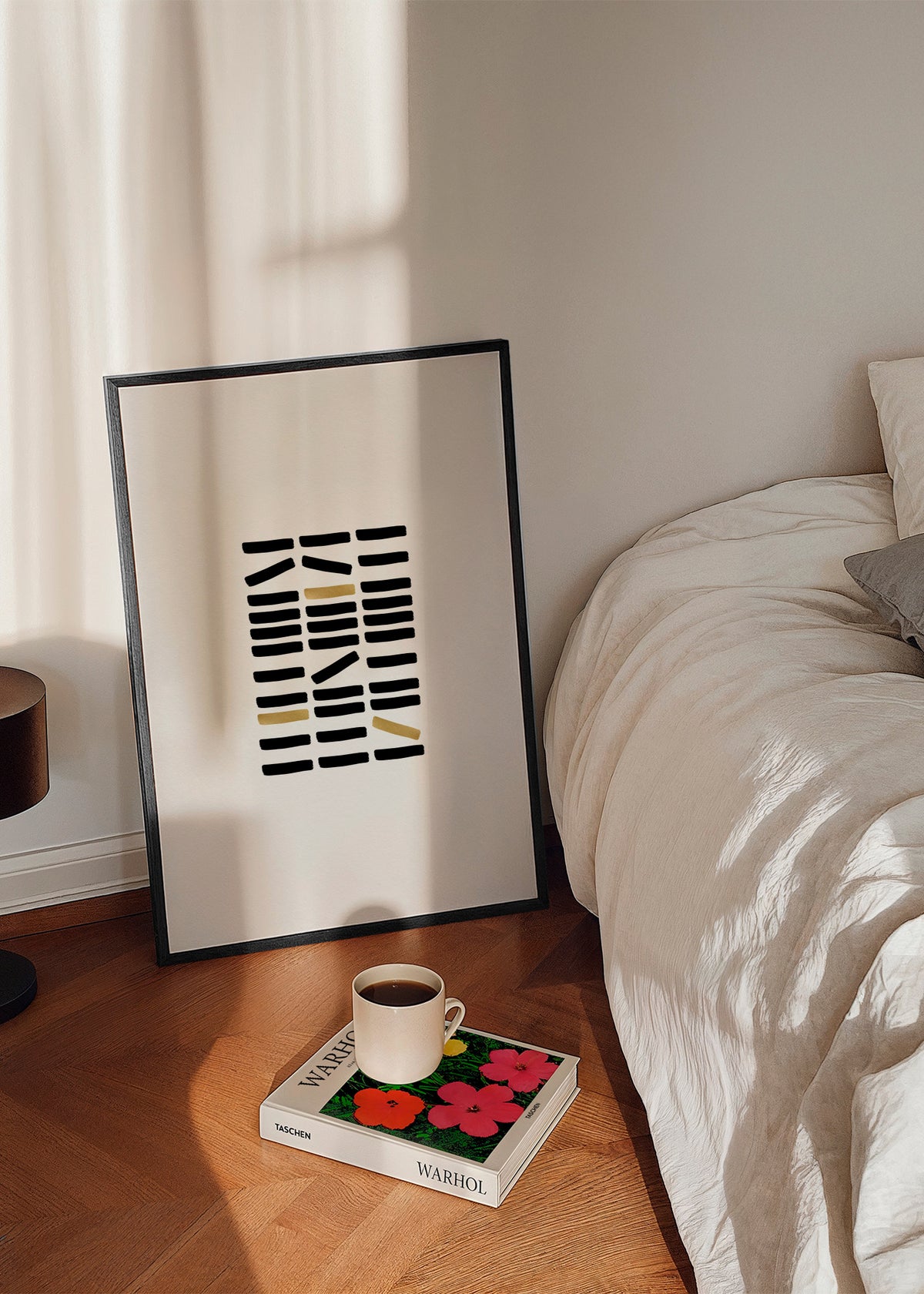 Black & gold abstract - Framed poster in an interior