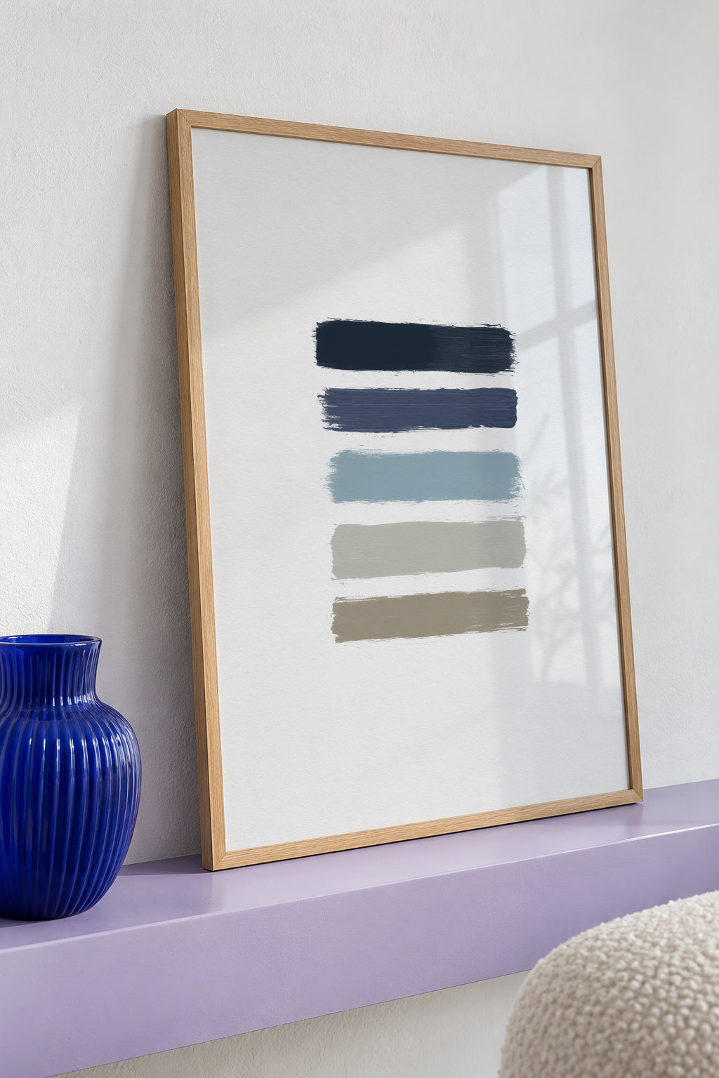 Blue & taupe stripes - Framed poster detail