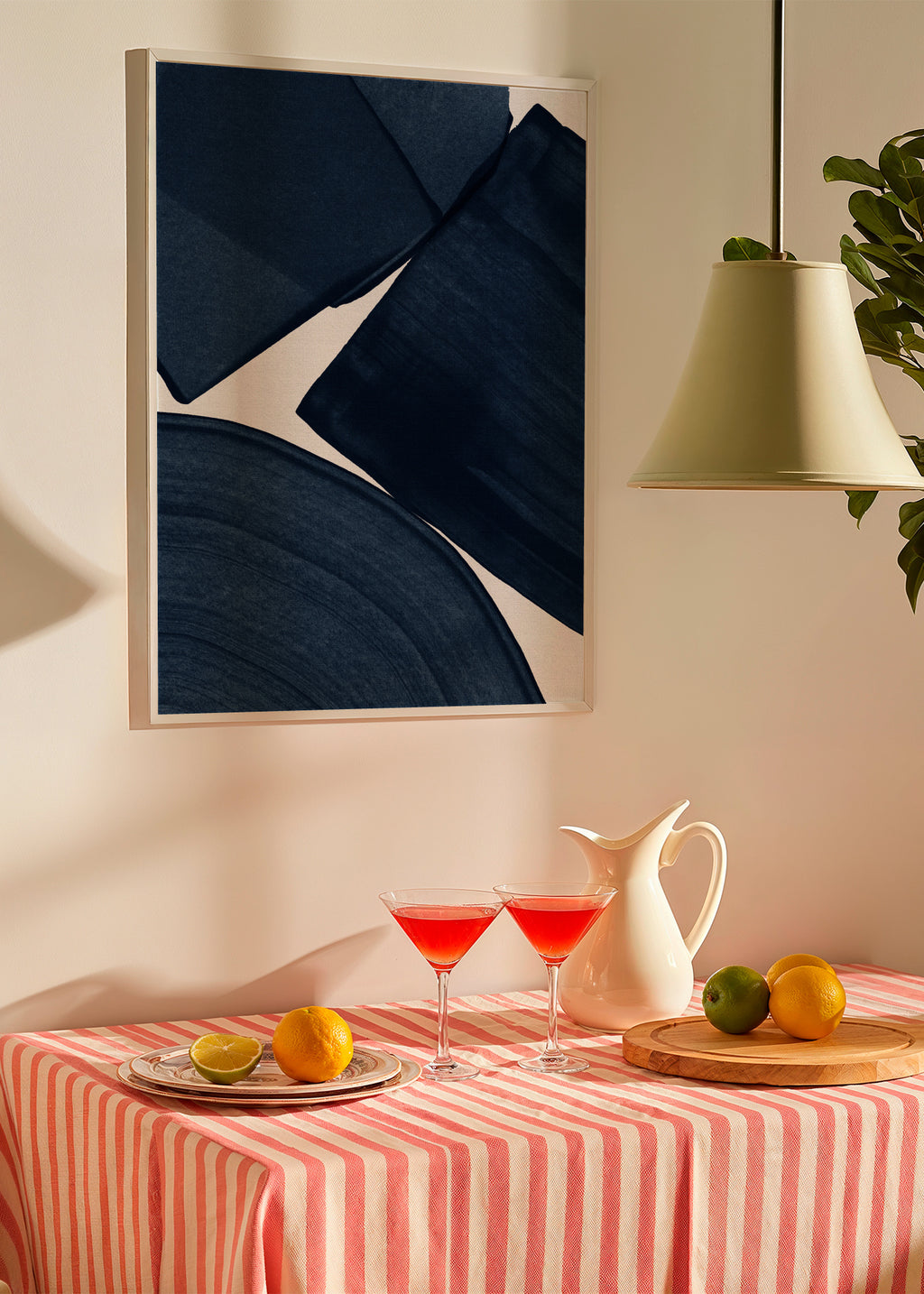 Minimalist Painting Blue II - Framed poster in an interior