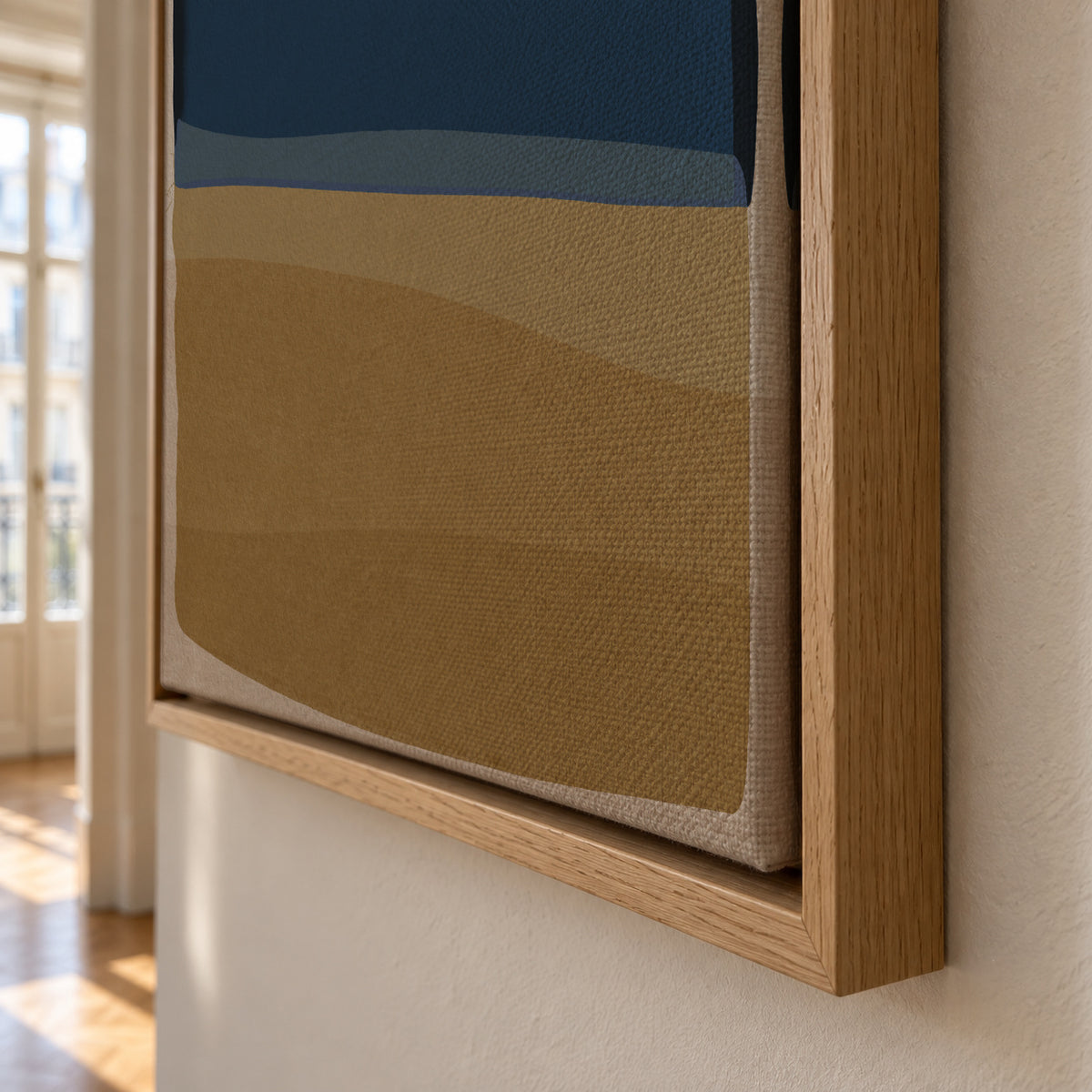 Modern Blue and Yellow - Framed canvas detail