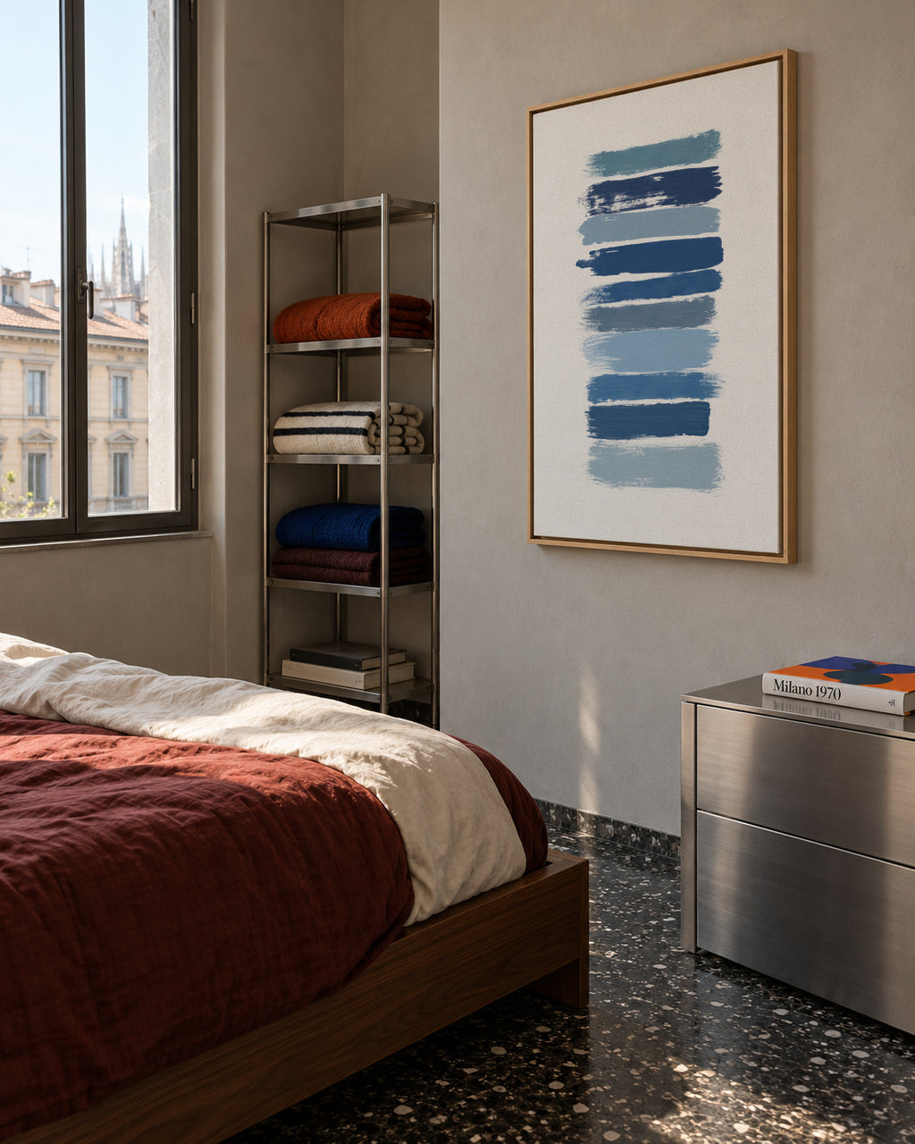 Ombre Blue - Framed canvas in an interior