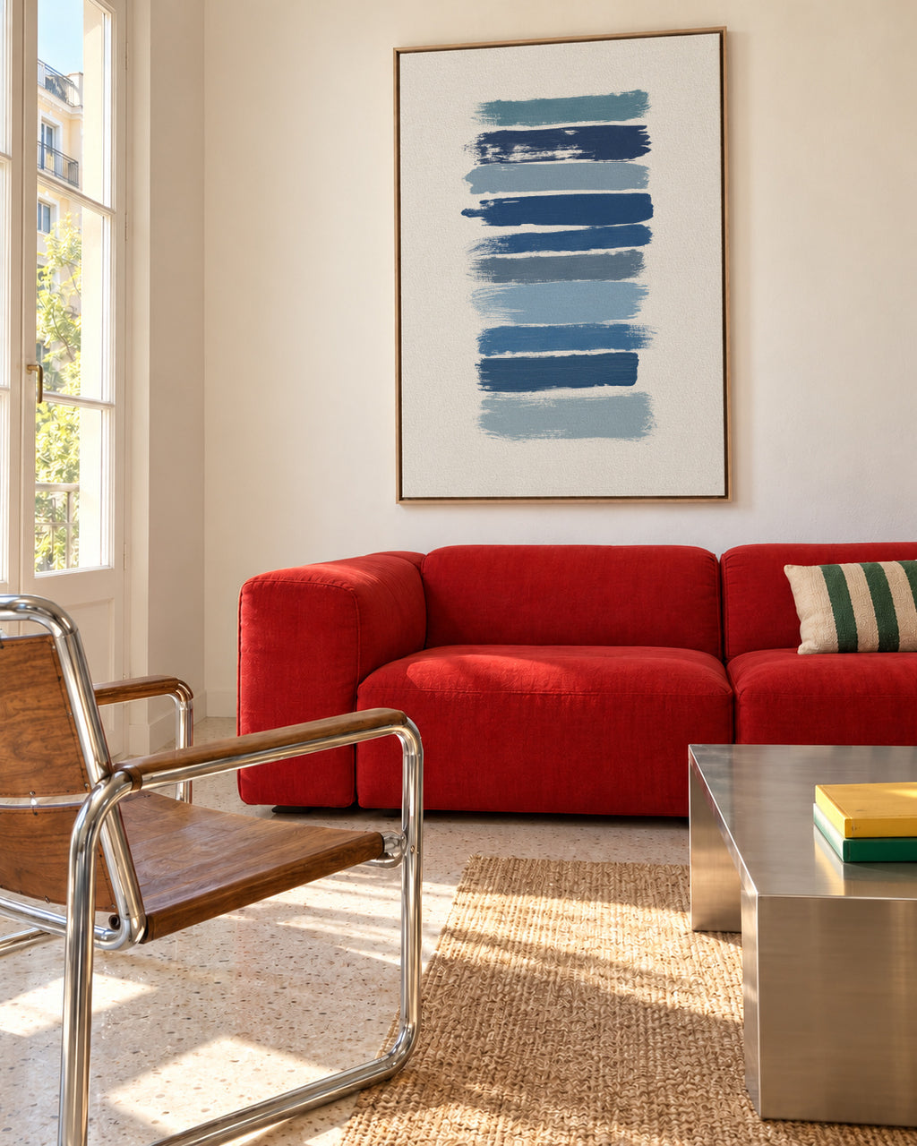 Ombre Blue - Framed canvas in an interior