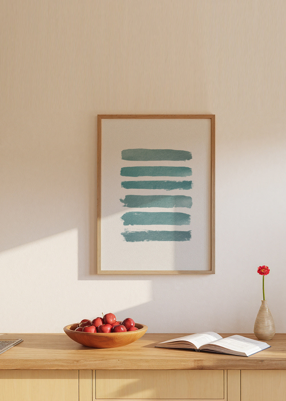 Ombre Turquoise - Framed poster in an interior
