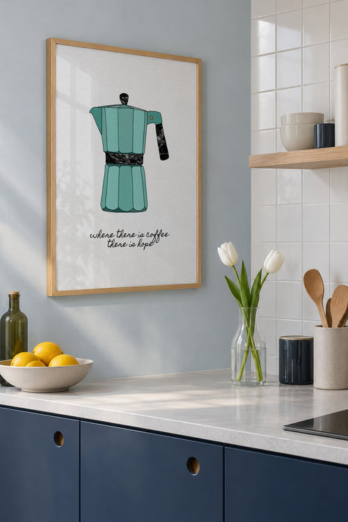 Where There is Coffee - Framed poster in an interior