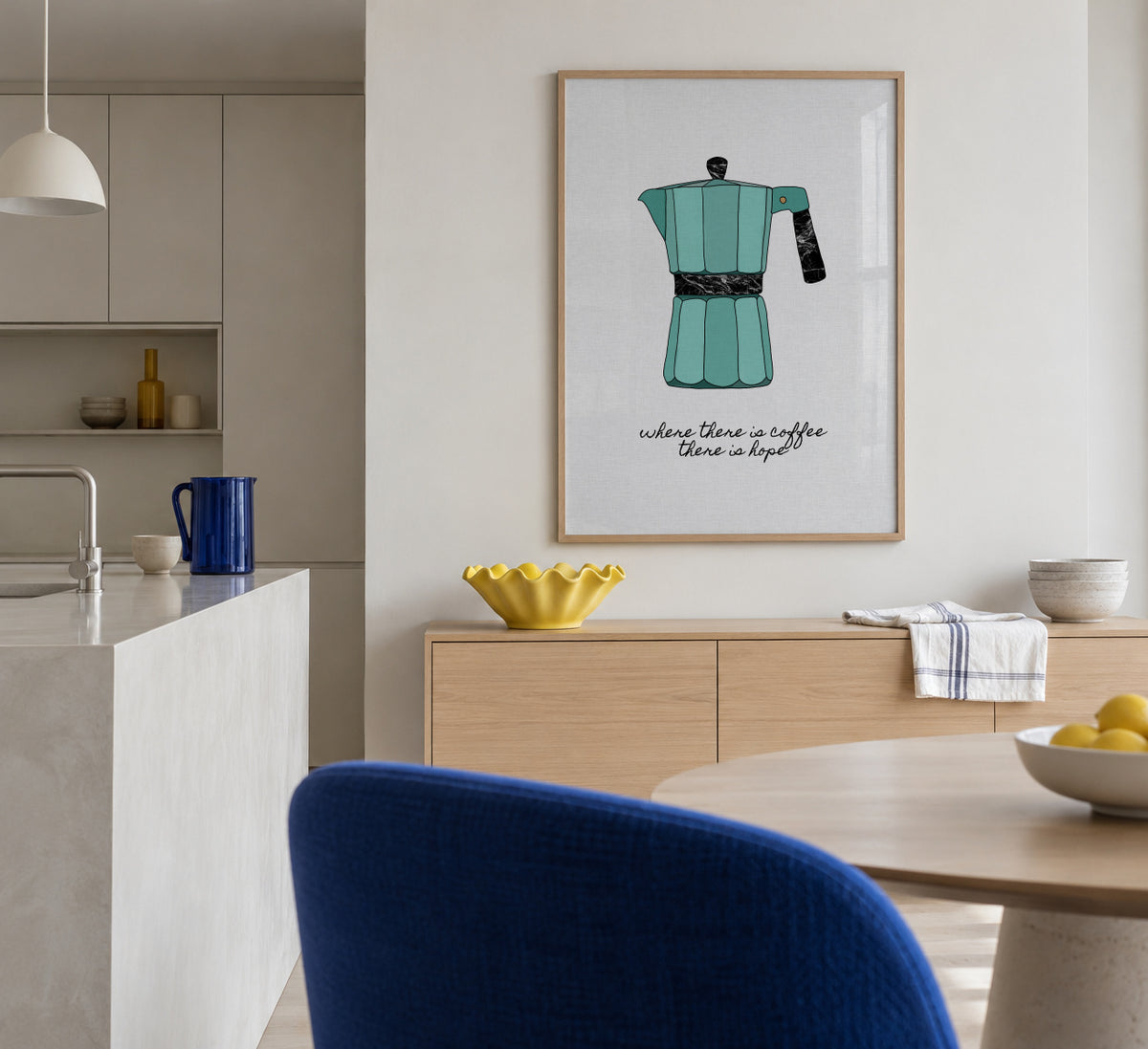 Where There is Coffee - Framed poster in an interior