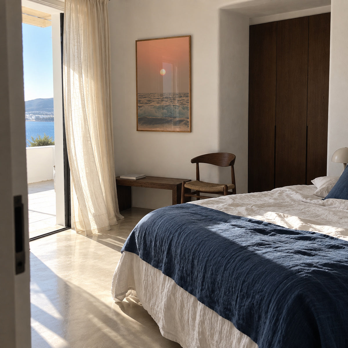 Pink beach sunset - Framed poster in an interior