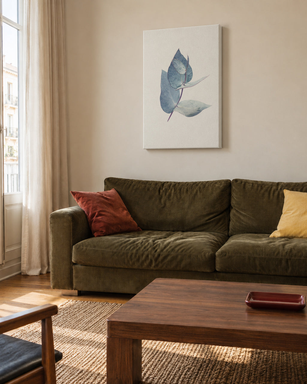 Eucalyptus I - Unframed canvas in an interior