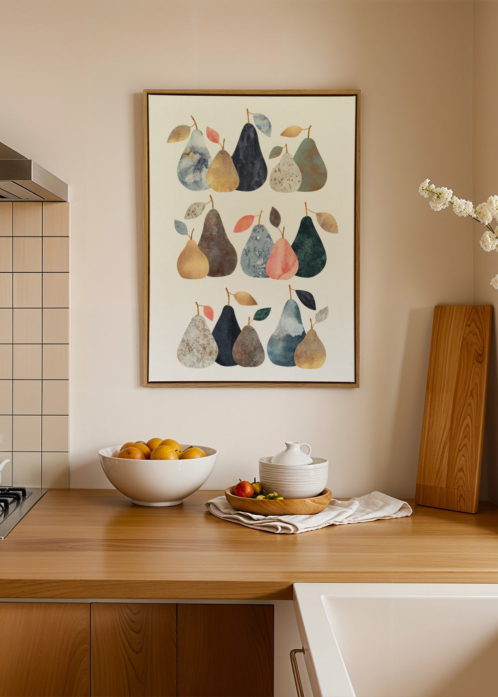 Pears - Framed canvas in an interior