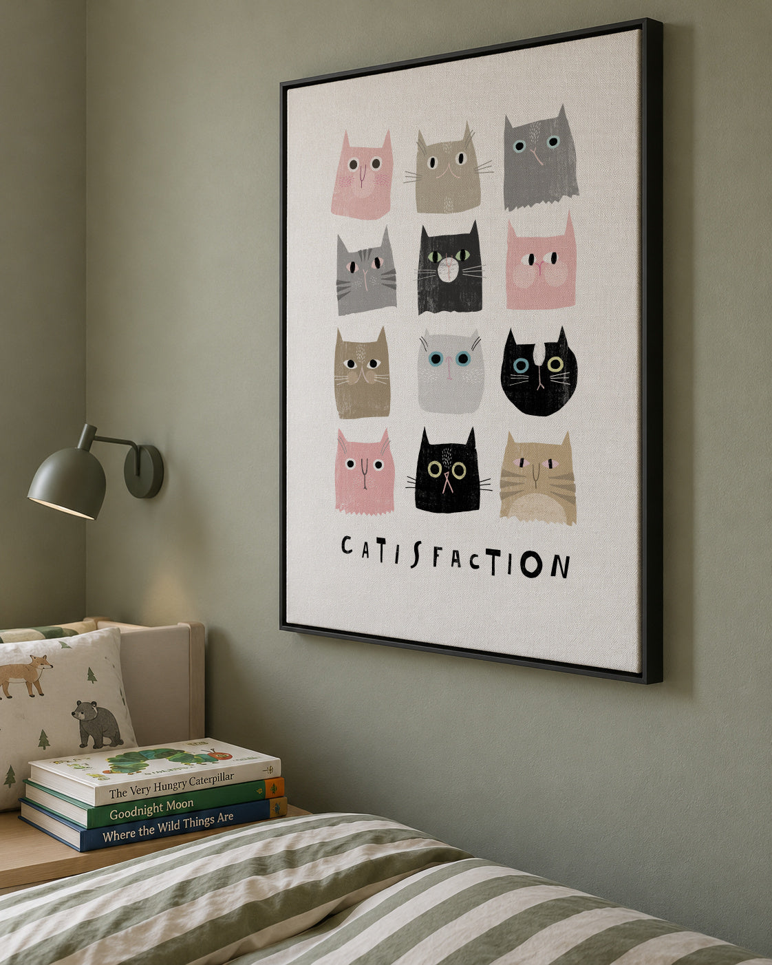 Catisfaction 1 - Framed canvas in an interior