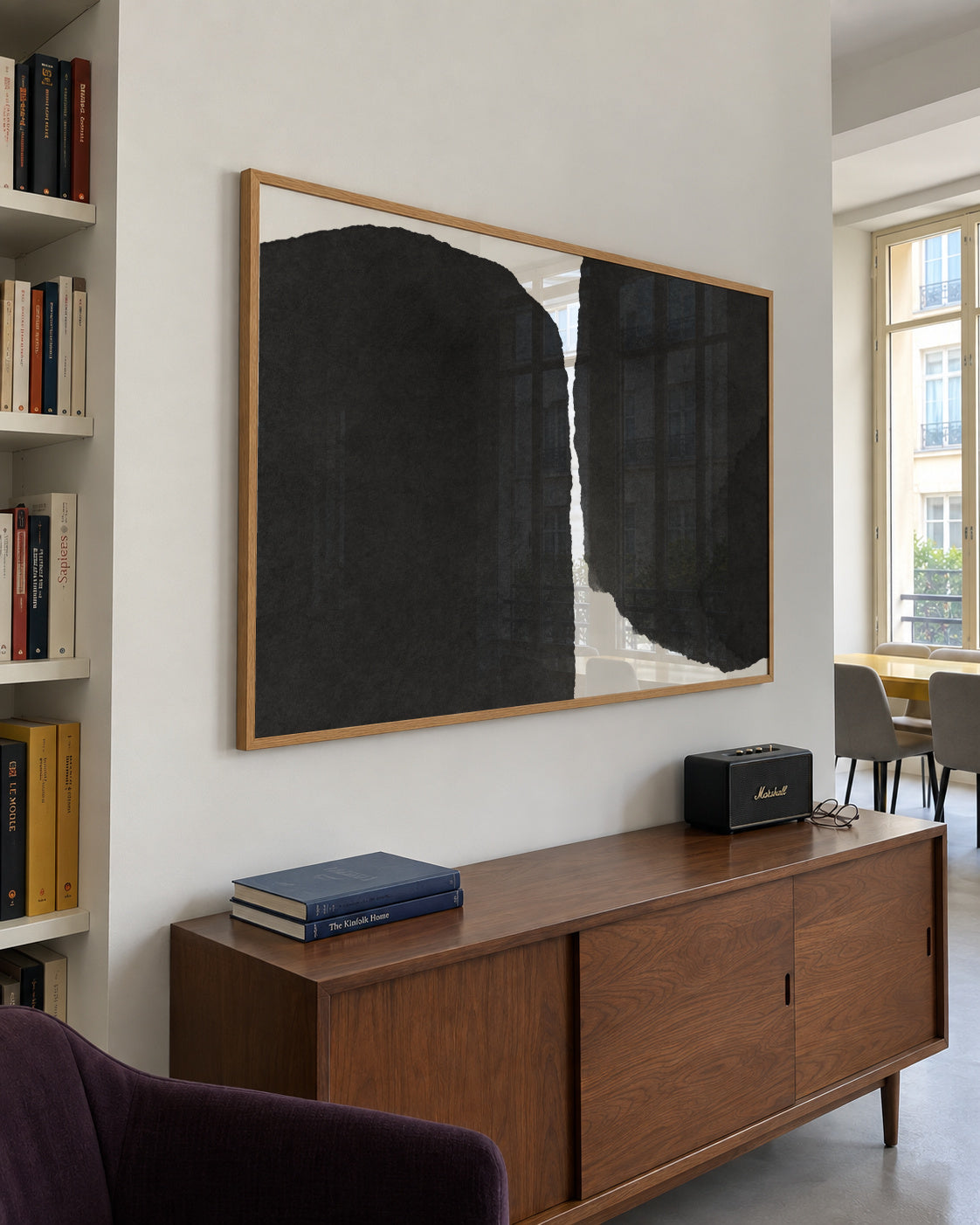 Minimal black and white abstract 01 - Framed poster in an interior