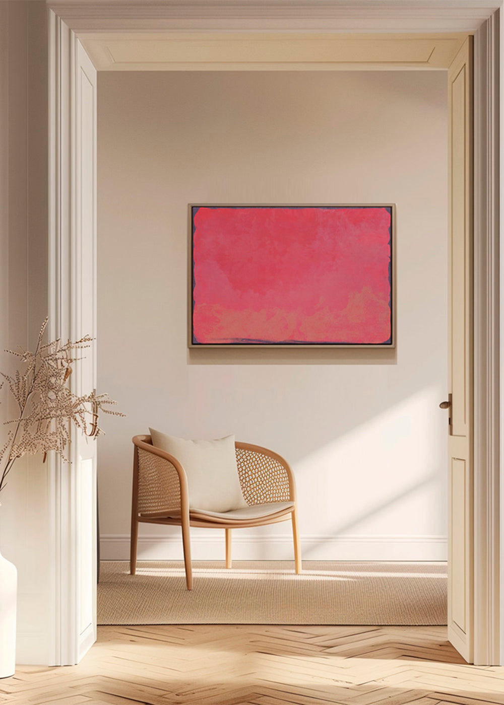 Minimal Abstract Fuschia Colorfield Painting 01