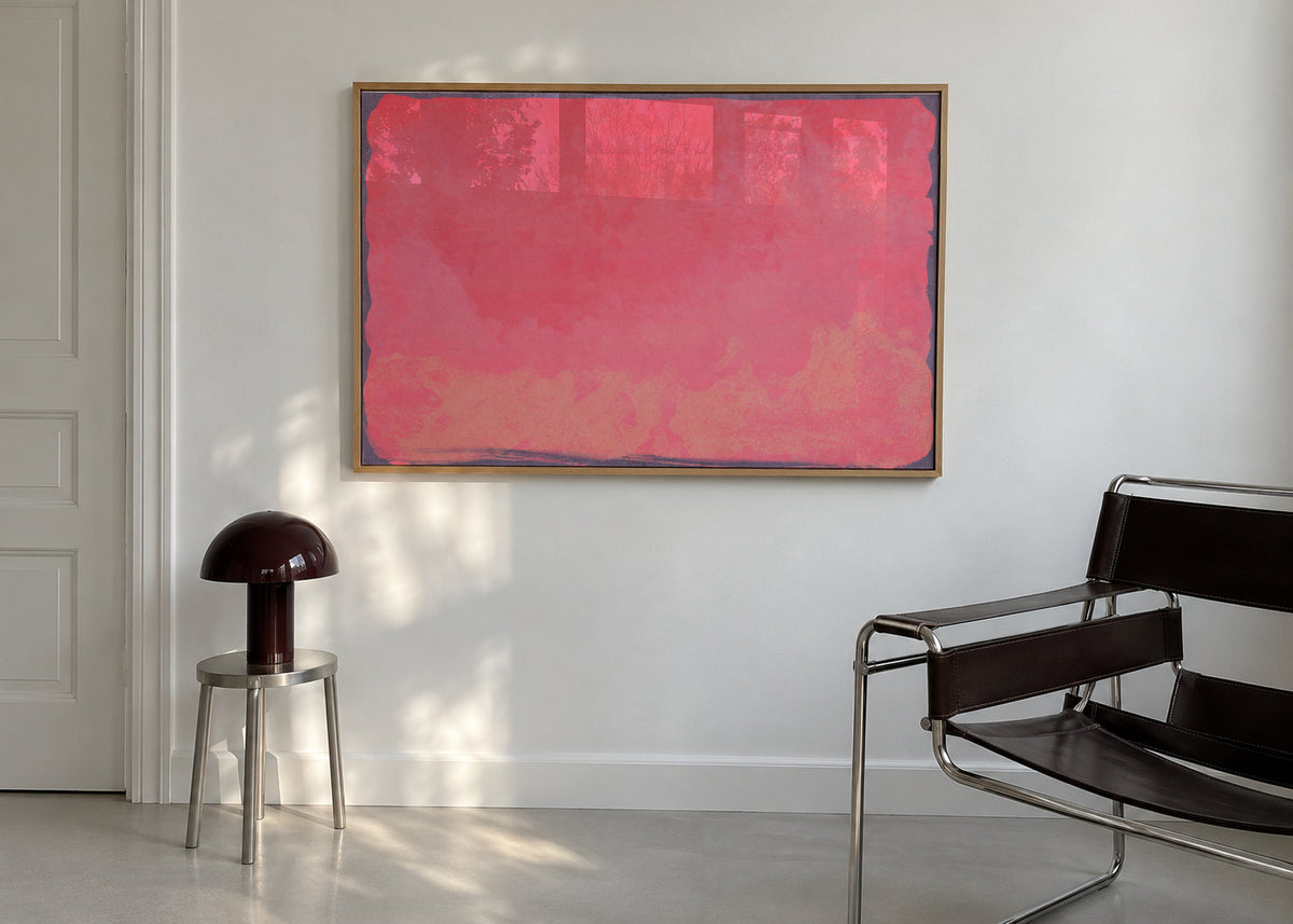 Minimal Abstract Fuschia Colorfield Painting 01 - Framed poster in an interior