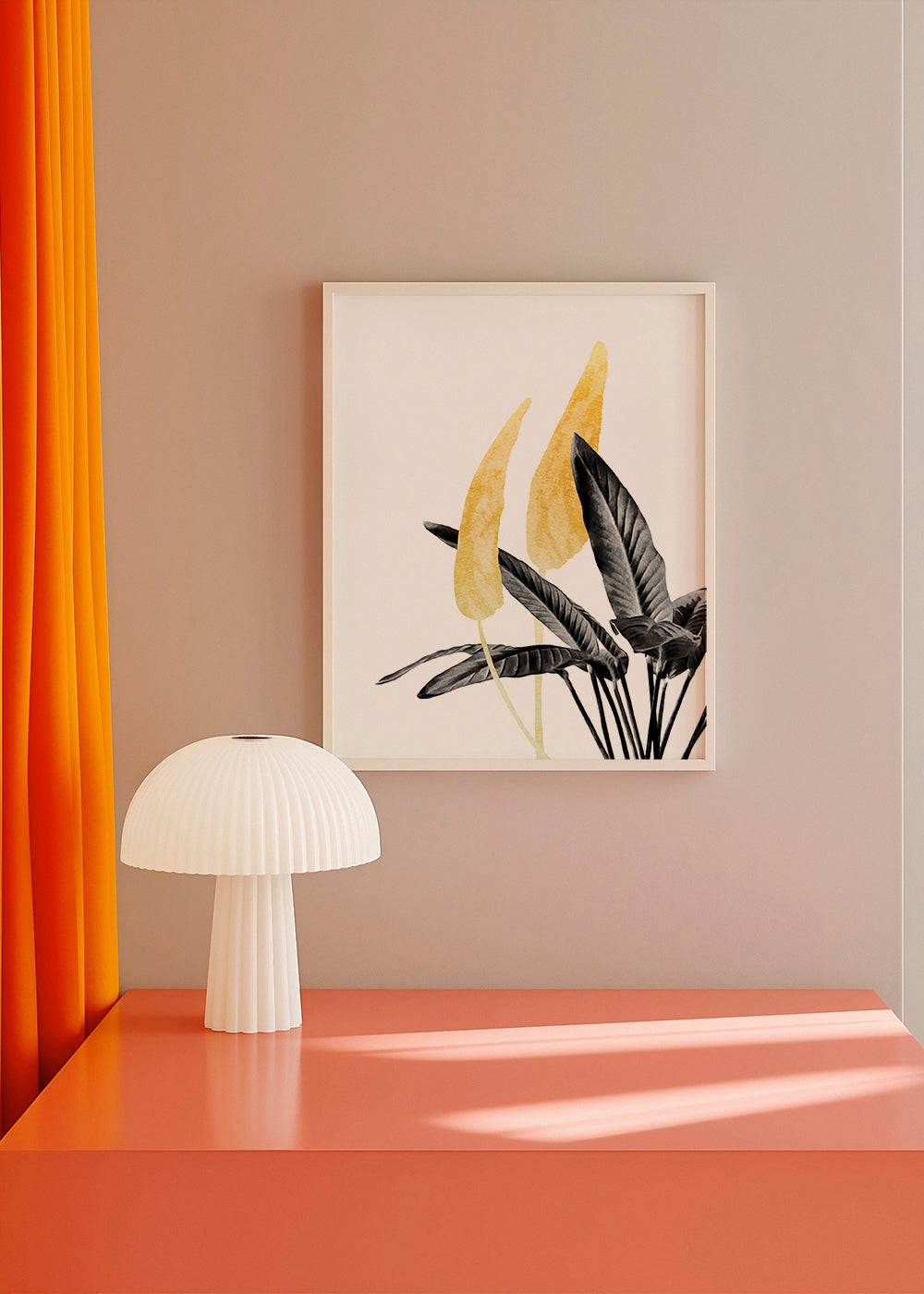Bird of Paradise Plant Black, White and Gold 01