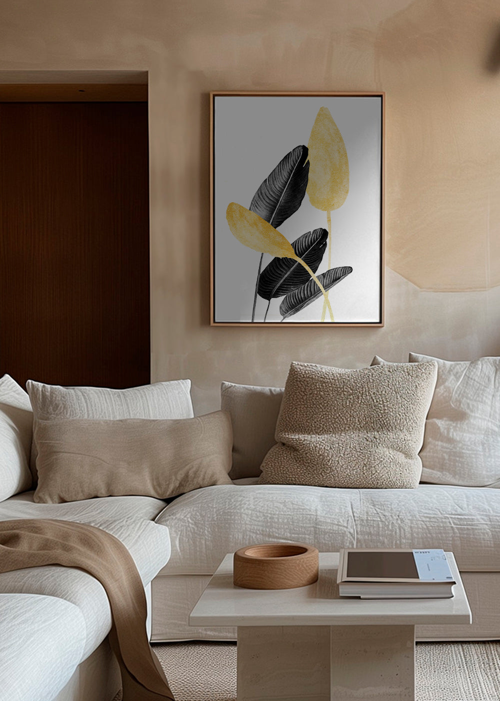 Bird of Paradise Plant Black, White and Gold 02