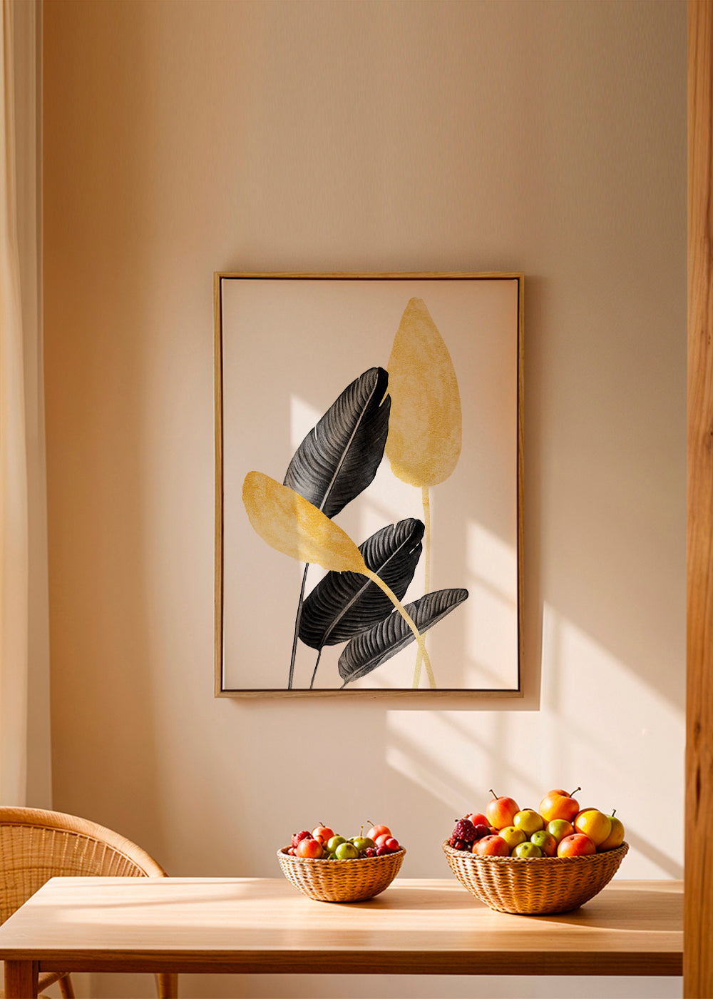 Bird of Paradise Plant Black, White and Gold 02