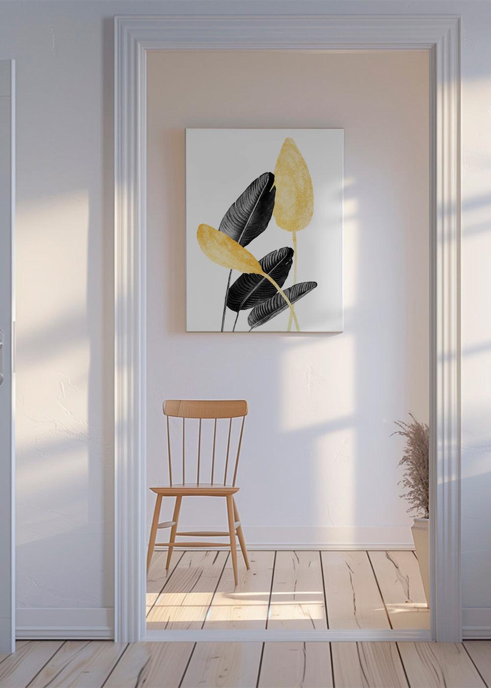 Bird of Paradise Plant Black, White and Gold 02