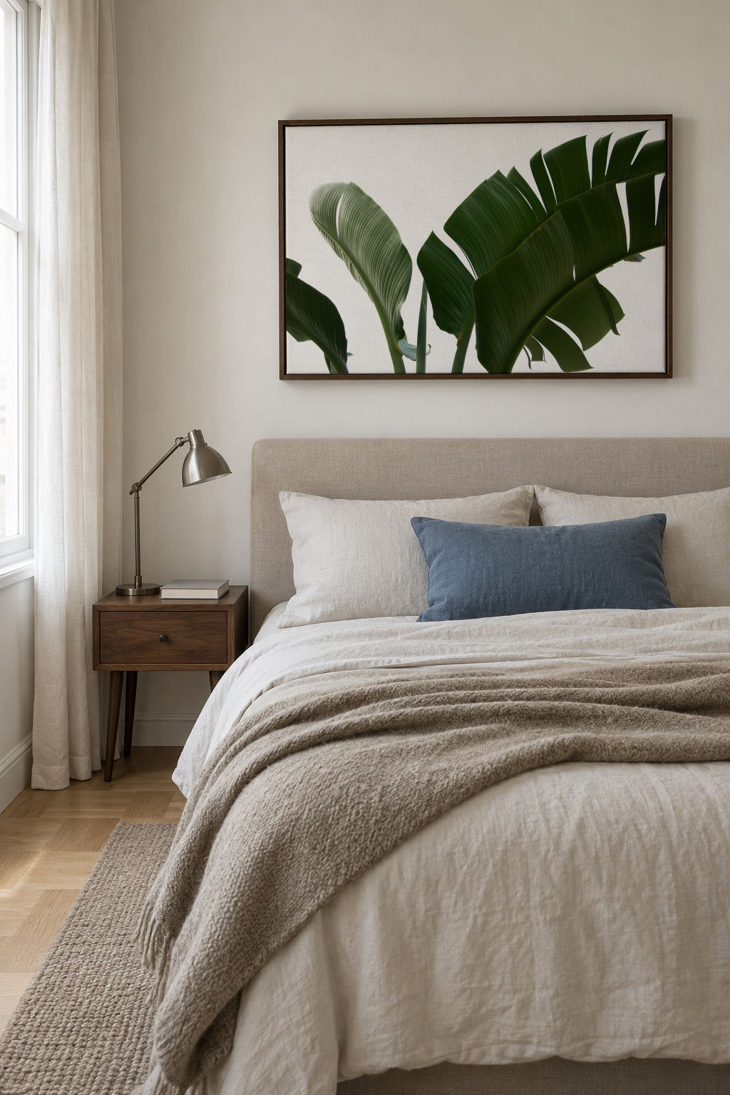 Travellers Palm Leaves 06 - Framed canvas in an interior