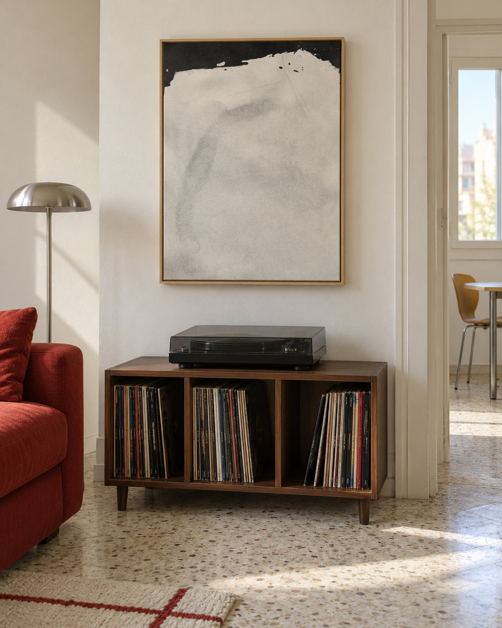 Minimal Landscape Black and White 01 - Framed canvas in an interior