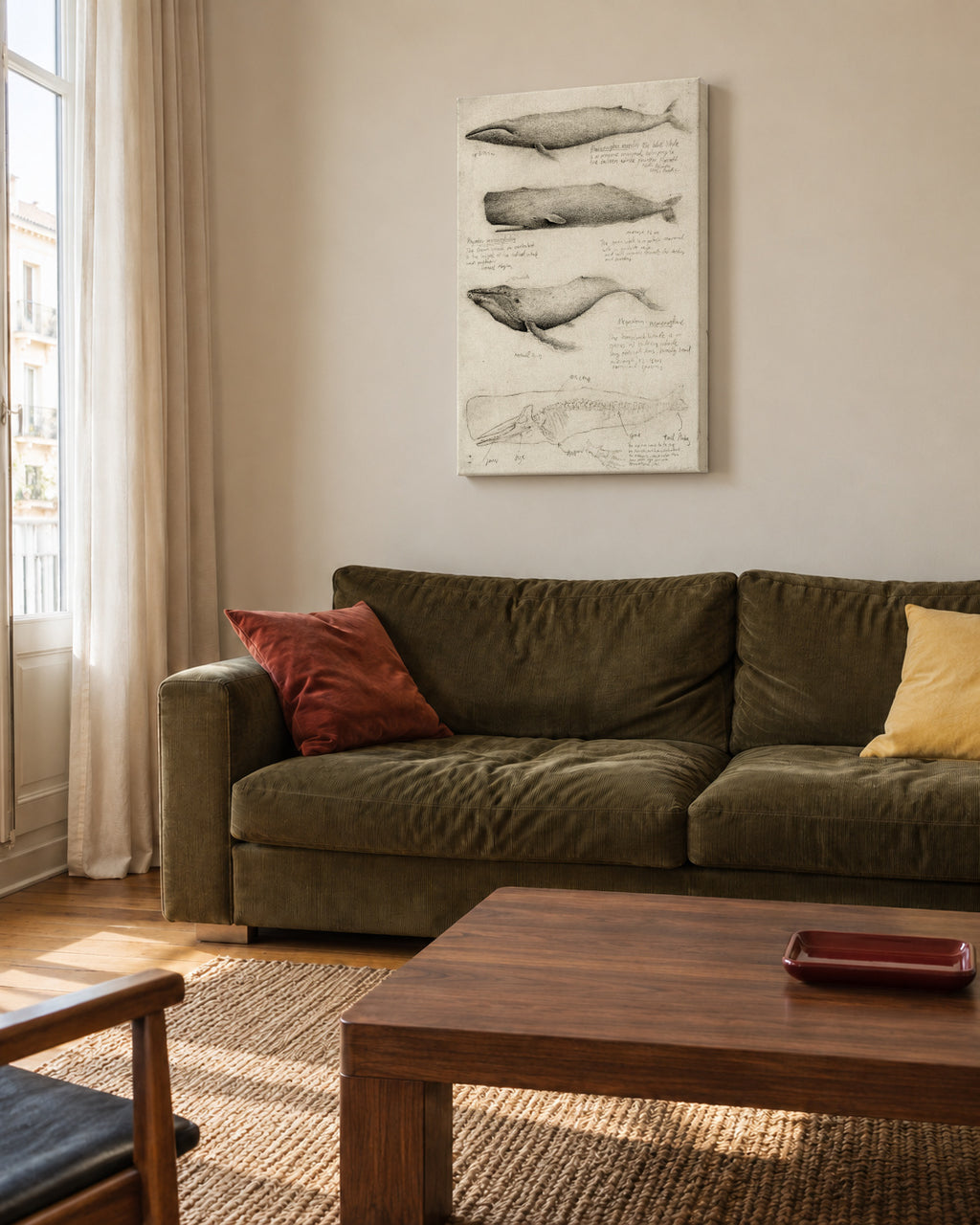 Whales - Unframed canvas in an interior