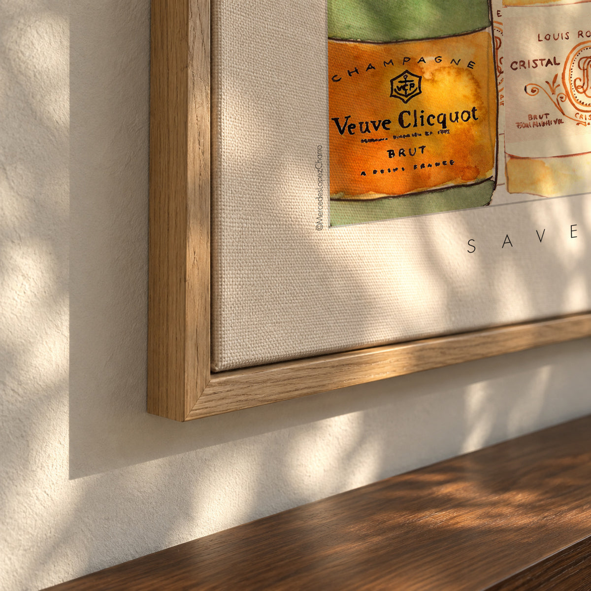 All the champagne - Framed canvas detail