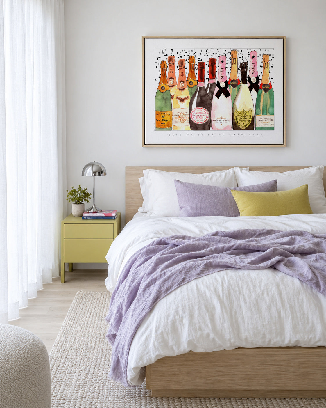 All the champagne - Framed canvas in an interior