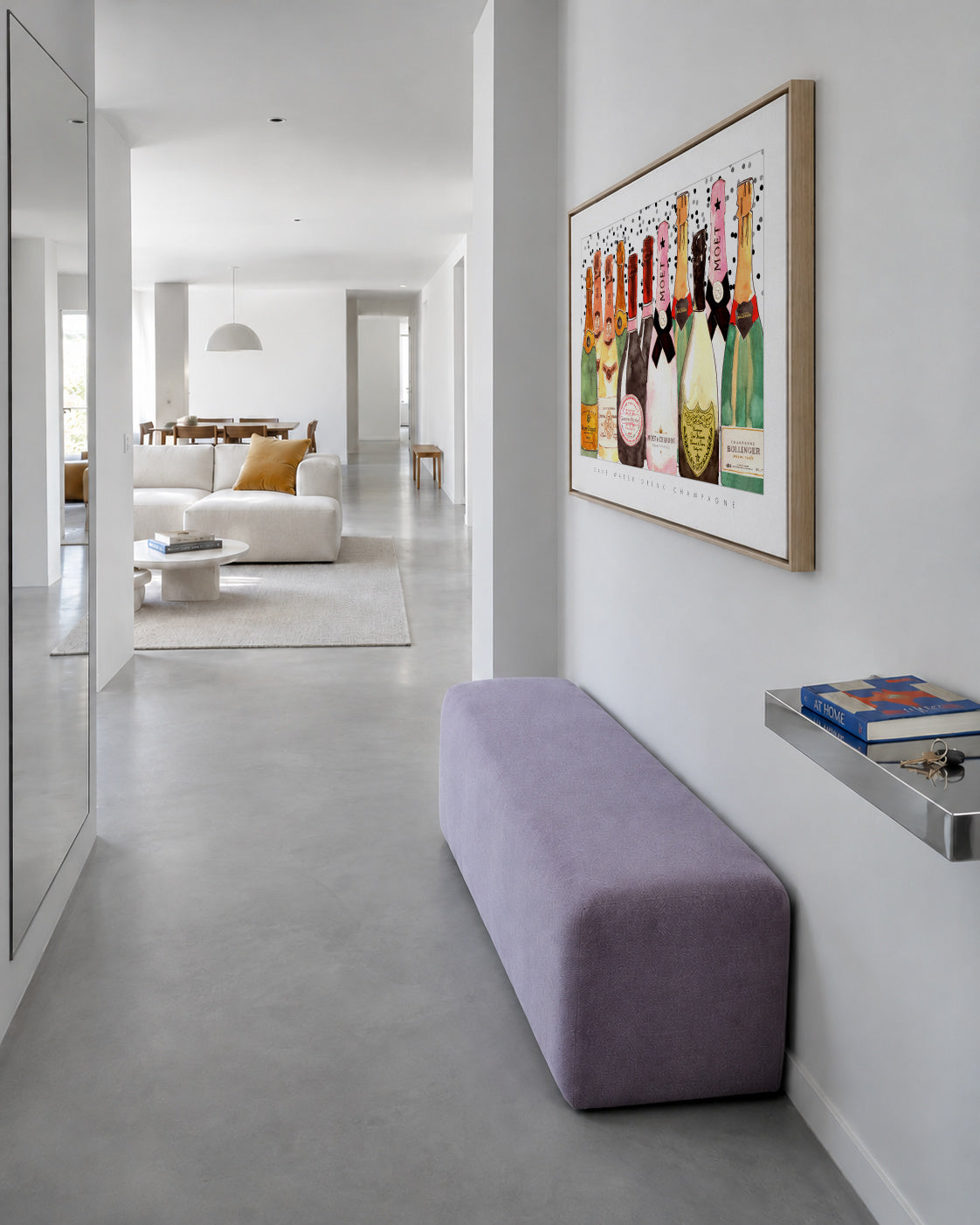 All the champagne - Framed canvas in an interior