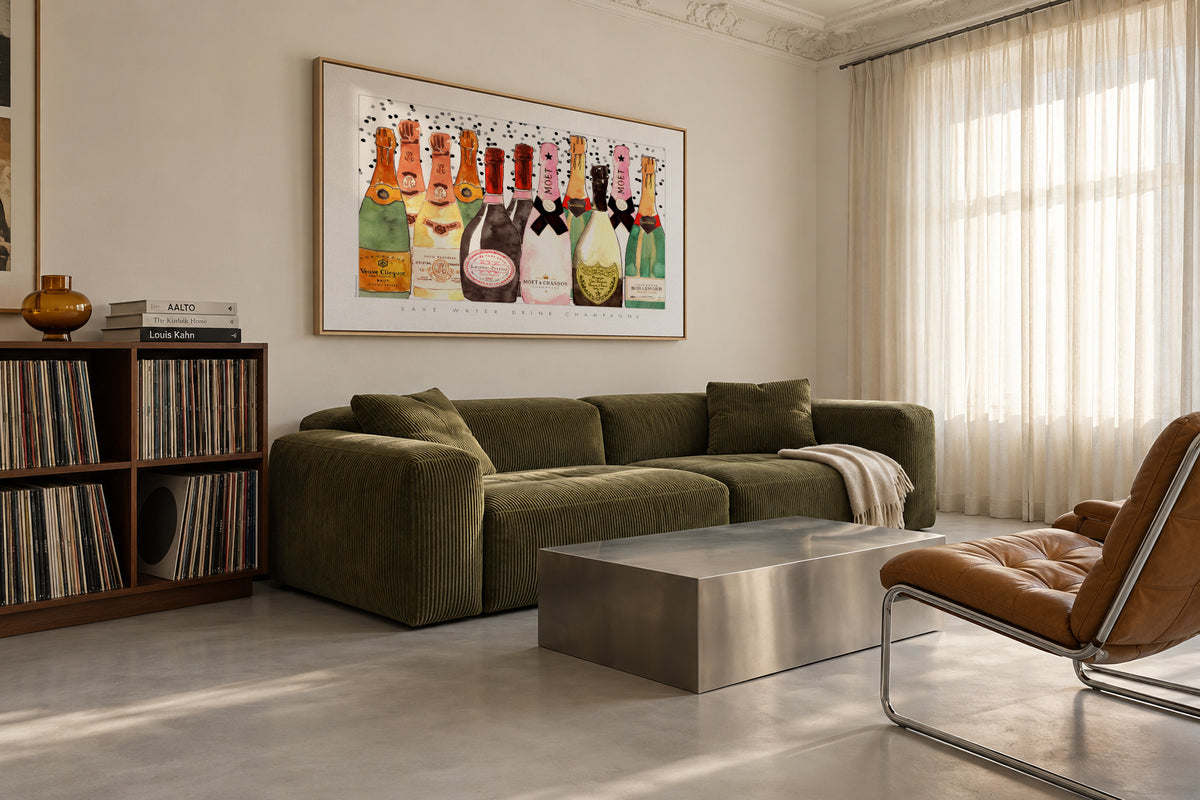 All the champagne - Framed canvas in an interior