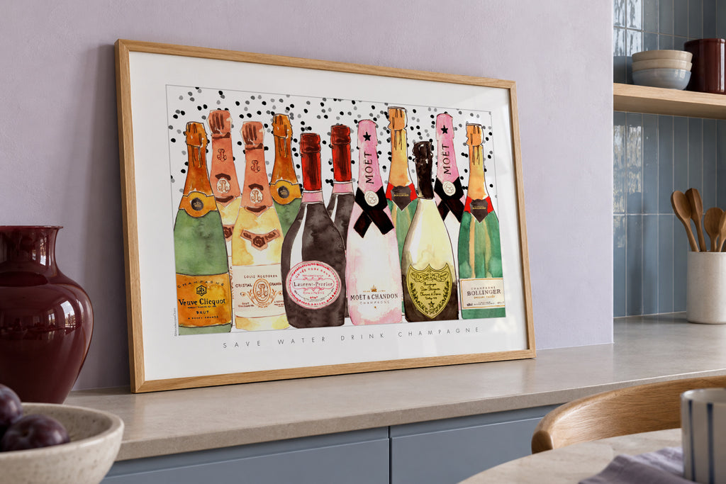 All the champagne - Framed poster detail