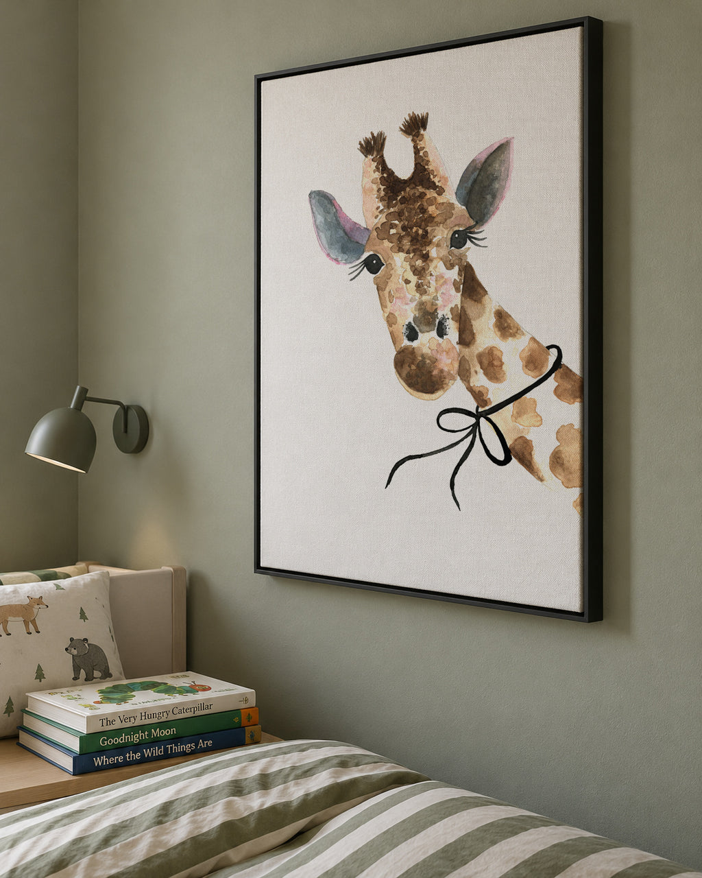 Giraffe - Framed canvas in an interior
