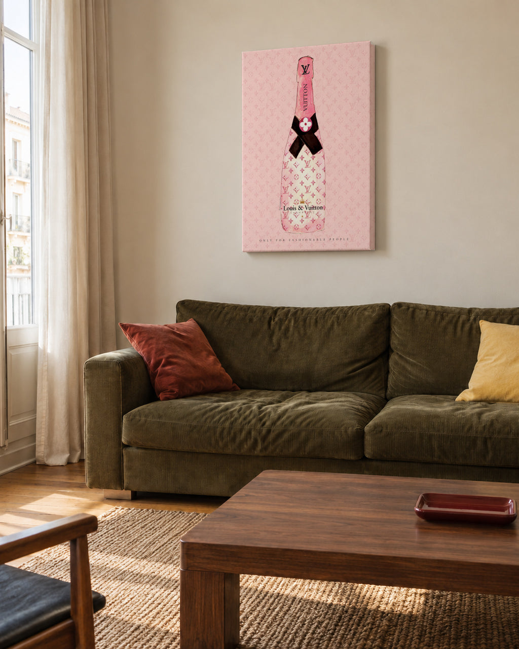 LV Champagne - Unframed canvas in an interior